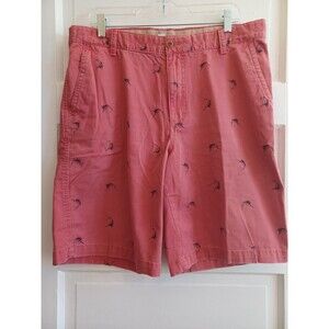 Izod red swordfish print shorts mens 36 cotton preppy beach coastal golf